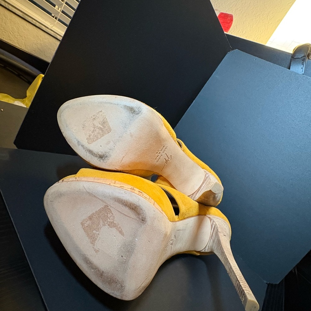Giuseppe Zanotti Yellow Suede Heels - Picture 6 of 6
